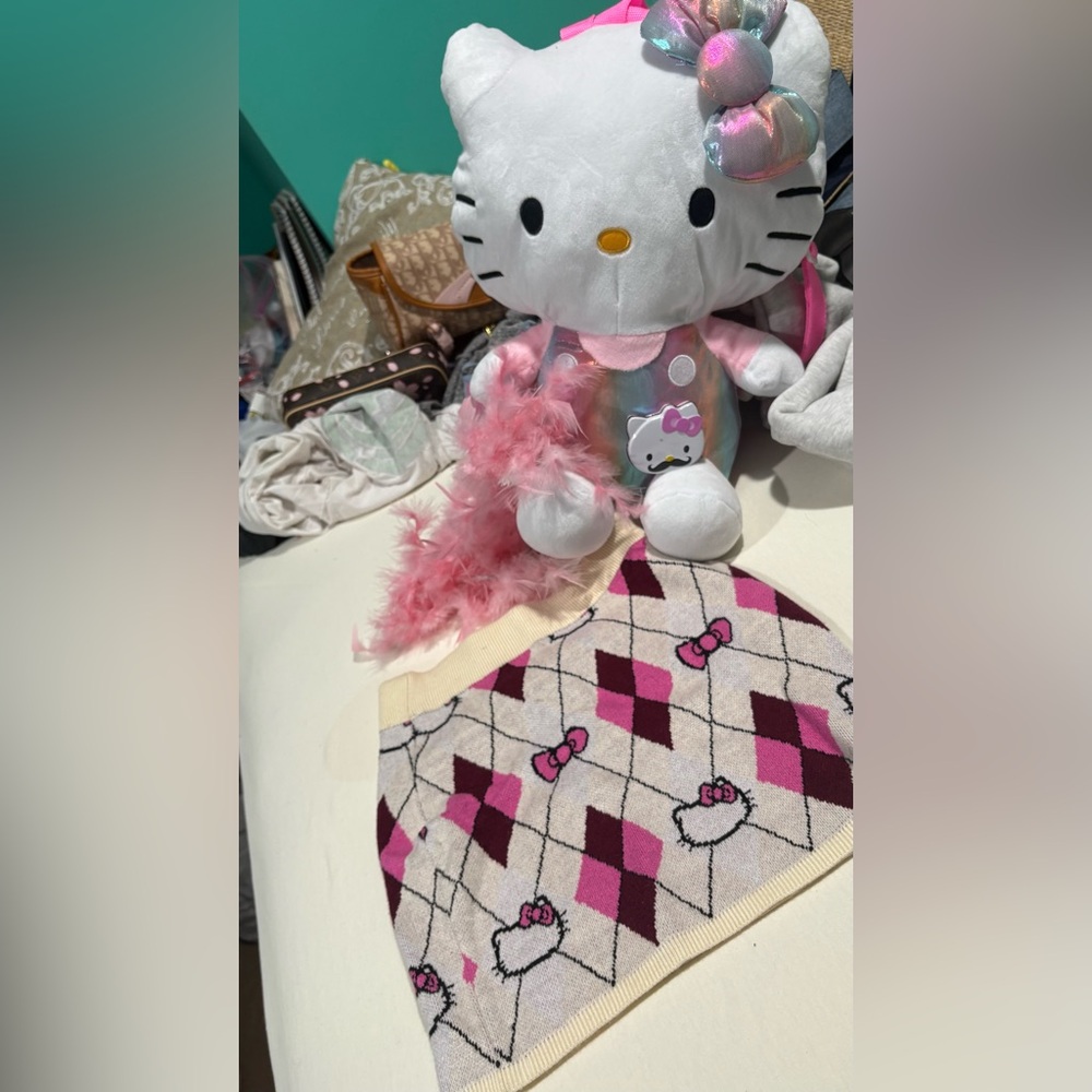 Hello Kitty Pink and Cream Argyle Mini Skirt